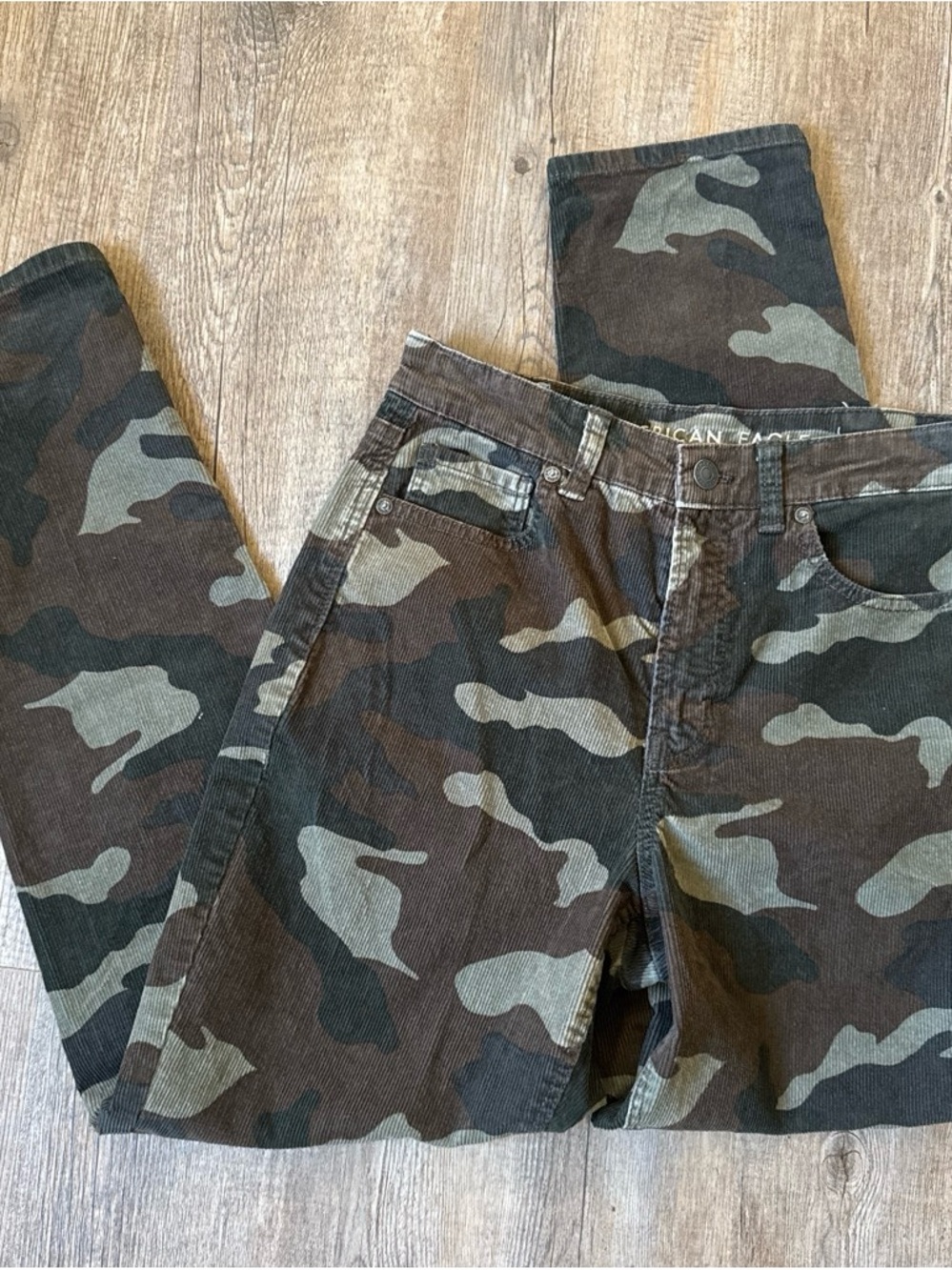 American Eagle Outfitters Camo Corduroy Jeans - Green Camouflage